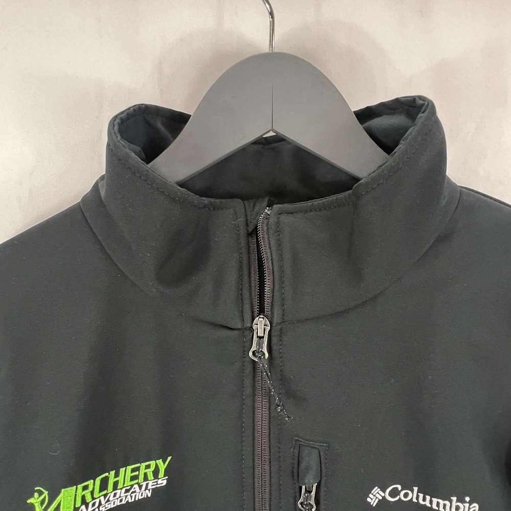 Columbia Ascender Softshell Jacket Mens XL Black Zip Windbreaker Archery Logo - Picture 3 of 11